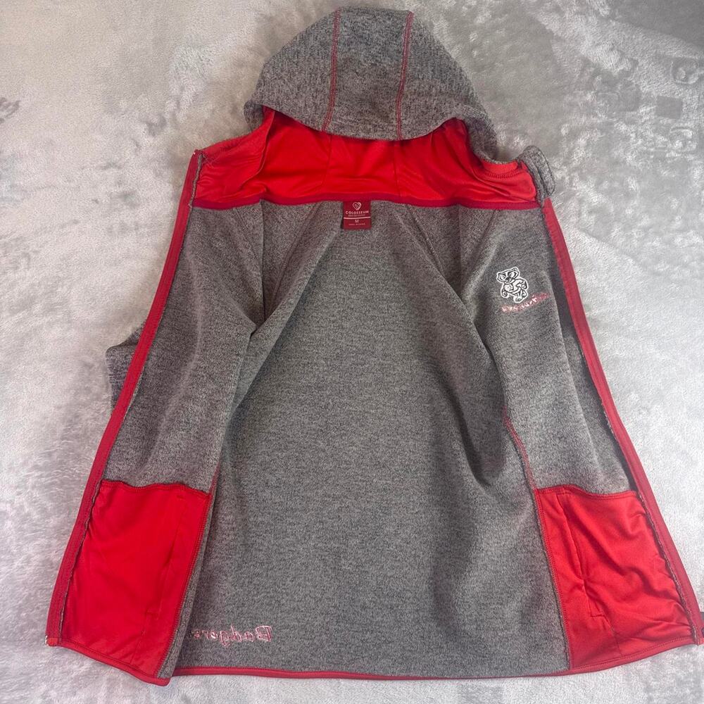 Colosseum Wisconsin Badgers Zip Hoodie Womens Medium Gray Red NCAA - Picture 4 of 7